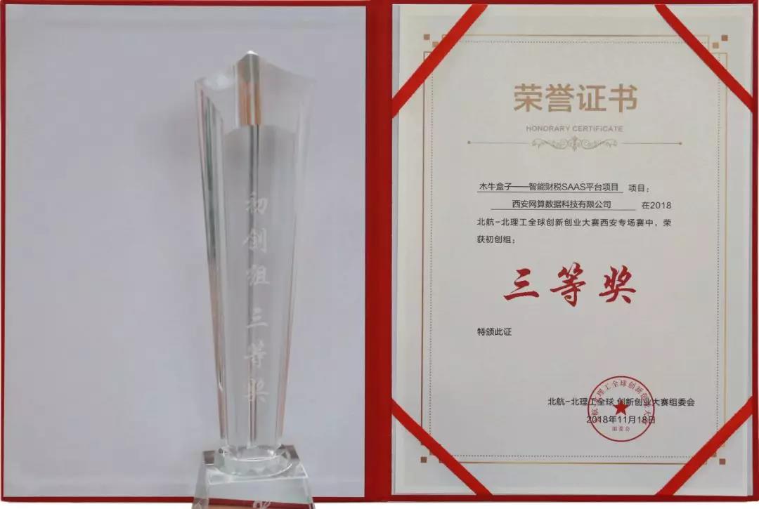 木牛盒子荣获“北航-北理工全球创新创业大赛”西安赛区三等奖！